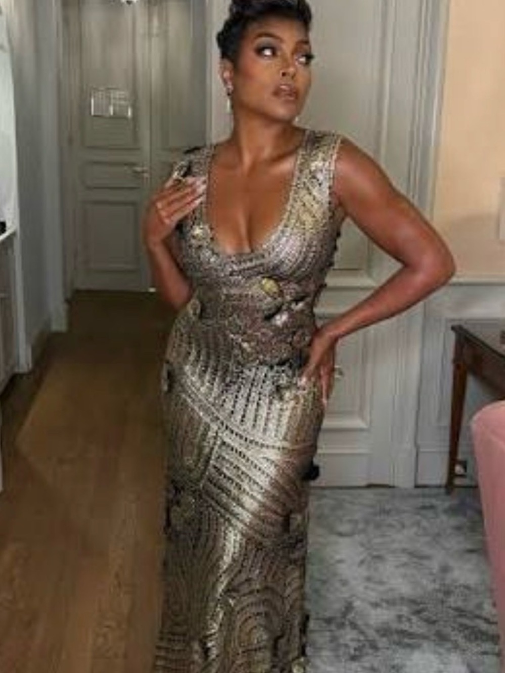 Ulla Johnson Metallic Gold Sequin Maxi Gown